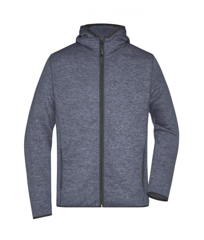 Men Men's Knitted Fleece Hoody Denim-melange/black 8044