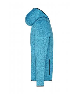 Men Men's Knitted Fleece Hoody Blue-melange/black 8044