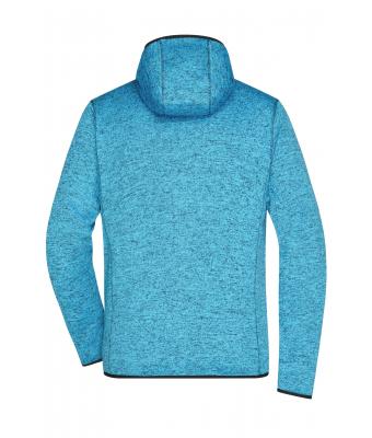 Men Men's Knitted Fleece Hoody Blue-melange/black 8044