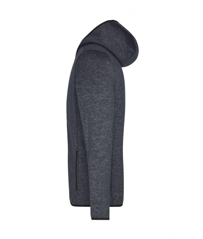 Men Men's Knitted Fleece Hoody Dark-melange/black 8044