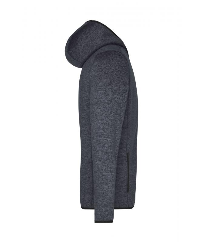 Men Men's Knitted Fleece Hoody Dark-melange/black 8044