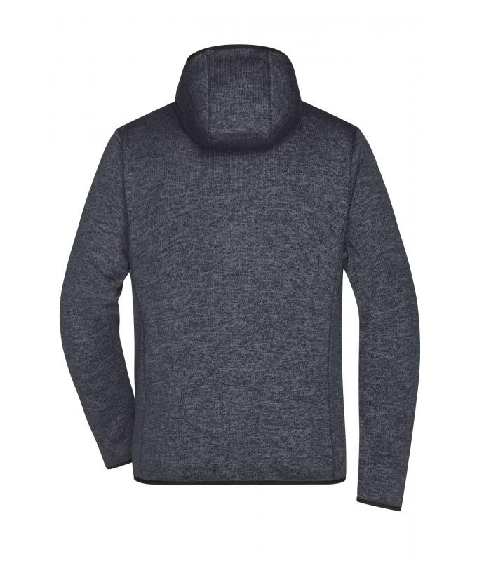Men Men's Knitted Fleece Hoody Dark-melange/black 8044