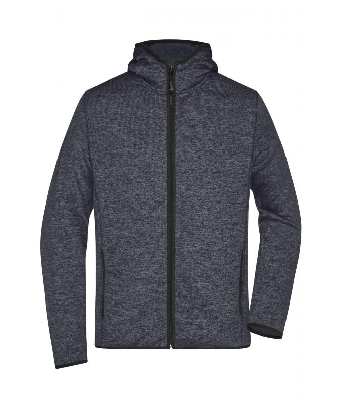 Men Men's Knitted Fleece Hoody Dark-melange/black 8044