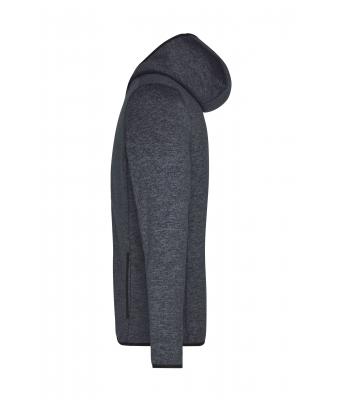 Heren Men's Knitted Fleece Hoody Donker-melange/zwart 8044