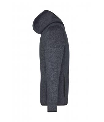 Heren Men's Knitted Fleece Hoody Donker-melange/zwart 8044