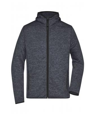 Heren Men's Knitted Fleece Hoody Donker-melange/zwart 8044