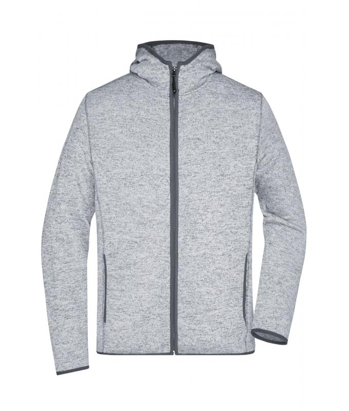 Heren Men's Knitted Fleece Hoody Licht melange/carbon 8044