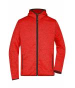 Heren Men's Knitted Fleece Hoody Rood-melange/zwart 8044
