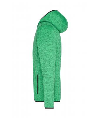 Herren Men's Knitted Fleece Hoody Green-melange/black 8044