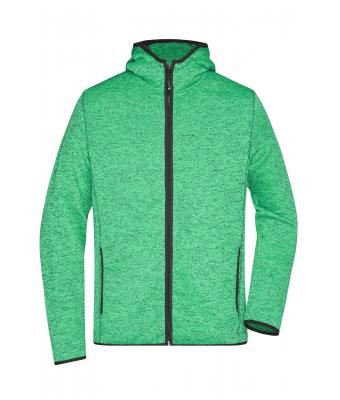 Herren Men's Knitted Fleece Hoody Green-melange/black 8044