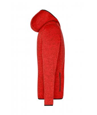 Men Men's Knitted Fleece Hoody Red-melange/black 8044