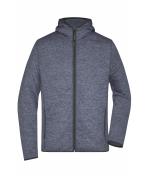 Heren Men's Knitted Fleece Hoody Denim-melange/zwart 8044