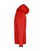 Heren Men's Knitted Fleece Hoody Rood-melange/zwart 8044