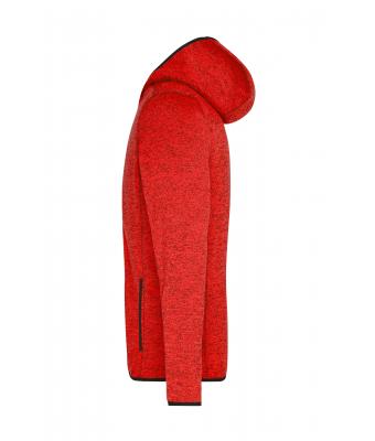 Heren Men's Knitted Fleece Hoody Rood-melange/zwart 8044
