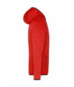 Heren Men's Knitted Fleece Hoody Rood-melange/zwart 8044