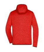 Heren Men's Knitted Fleece Hoody Rood-melange/zwart 8044