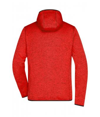 Heren Men's Knitted Fleece Hoody Rood-melange/zwart 8044