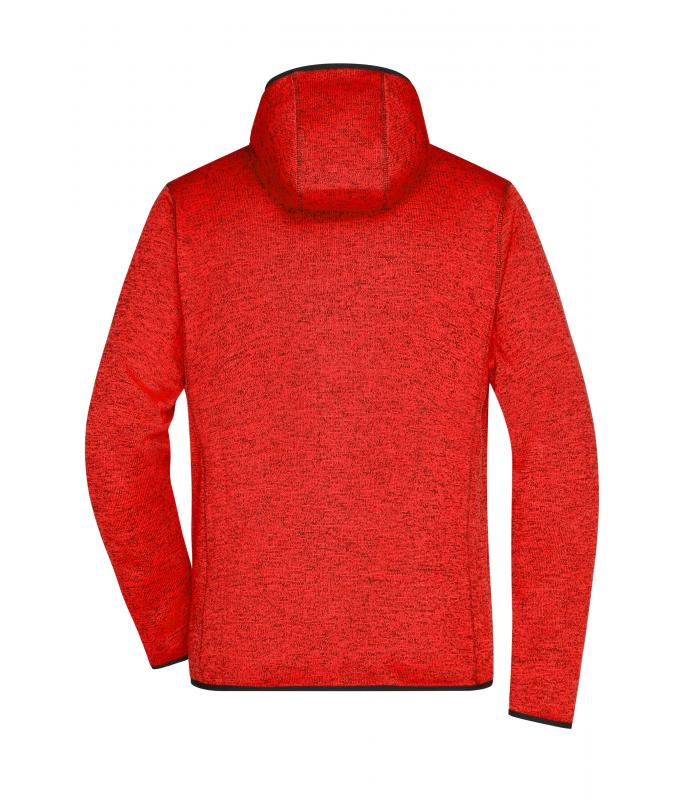 Heren Men's Knitted Fleece Hoody Rood-melange/zwart 8044