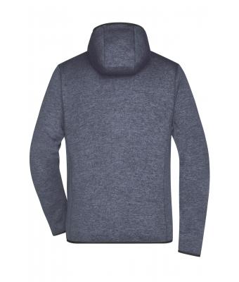Heren Men's Knitted Fleece Hoody Denim-melange/zwart 8044