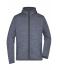 Heren Men's Knitted Fleece Hoody Denim-melange/zwart 8044