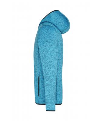 Homme Veste à capuche en tricot polaire homme Bleu-mélange/noir 8044
