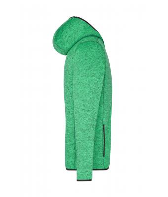 Homme Veste à capuche en tricot polaire homme Vert-mélange/noir 8044