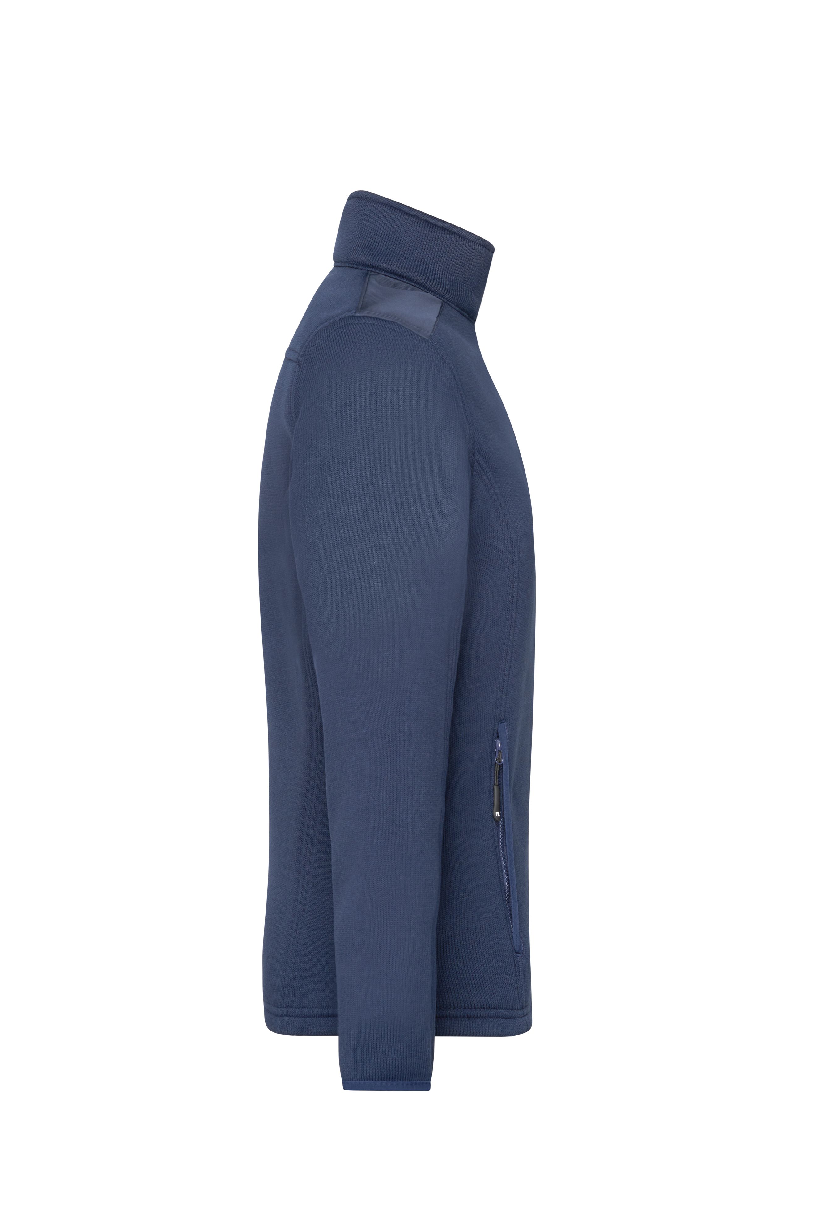 Daiber JN861 Pflegeleichte Strickfleece Jacke im Materialmix blau (royal-melange/navy)