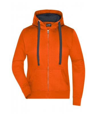 Femme Sweat-shirt à capuche déperlant femme Orange-foncé/carbone 8049