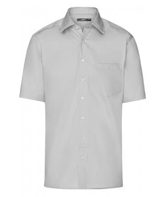 Herren Men's Business Shirt Short-Sleeved Light-grey 7531