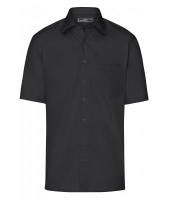 Herren Men's Business Shirt Short-Sleeved Black 7531