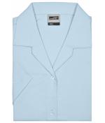 Damen Ladies' Business Blouse Short-Sleeved Light-blue 7533
