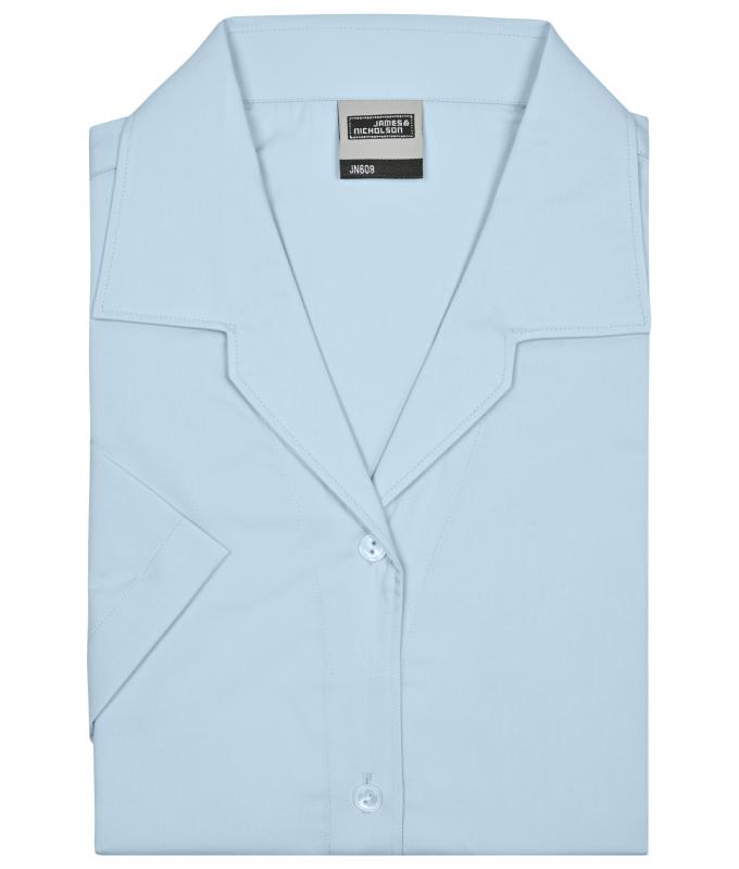Damen Ladies' Business Blouse Short-Sleeved Light-blue 7533
