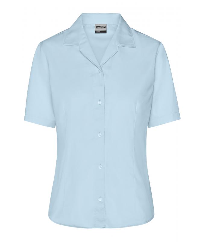 Damen Ladies' Business Blouse Short-Sleeved Light-blue 7533