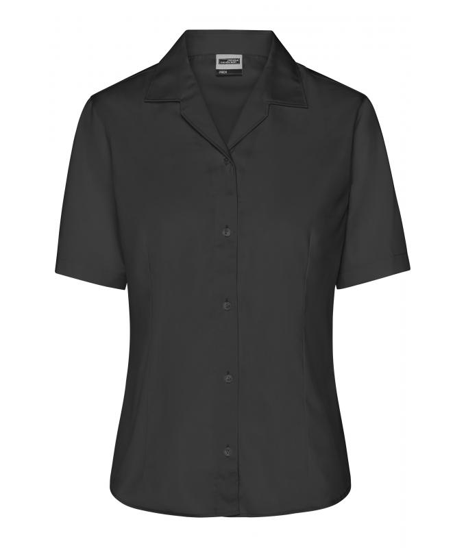 Dames Ladies' Business Blouse Short-Sleeved Zwart 7533
