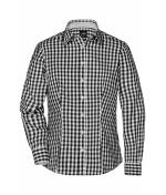 Dames Ladies' Checked Blouse Zwart/wit 8053
