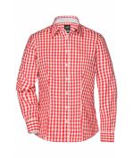 Dames Ladies' Checked Blouse Donkeroranje/wit 8053