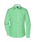 Dames Ladies' Checked Blouse Groen/wit 8053