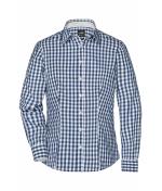 Dames Ladies' Checked Blouse Navy/wit 8053