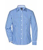 Dames Ladies' Checked Blouse Royal/wit 8053