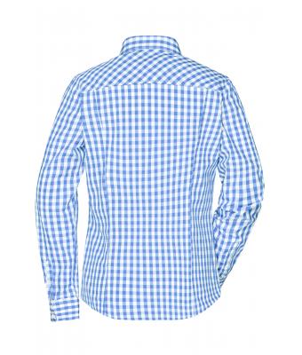 Dames Ladies' Checked Blouse Gletsjer blauw/wit 8053