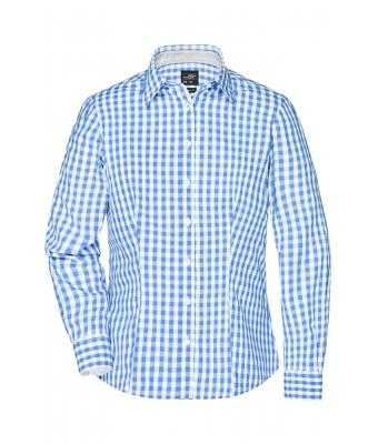 Dames Ladies' Checked Blouse Gletsjer blauw/wit 8053