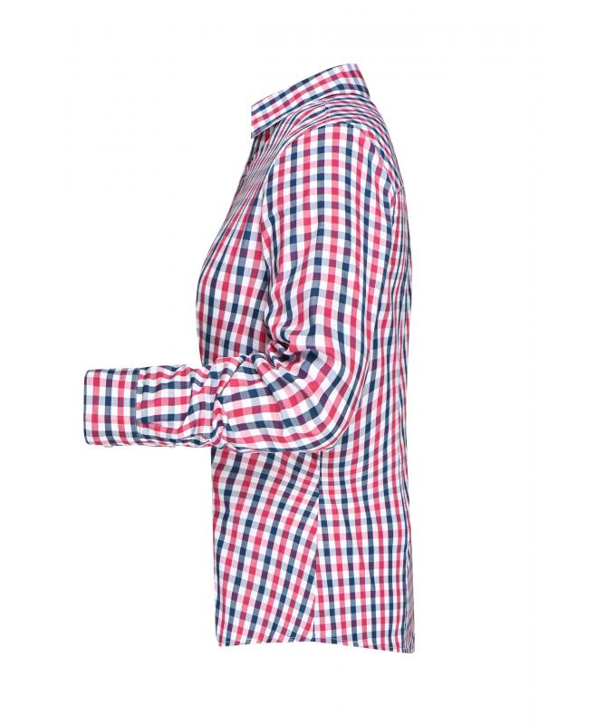 Dames Ladies' Checked Blouse Navy/rood-navy-wit 8053