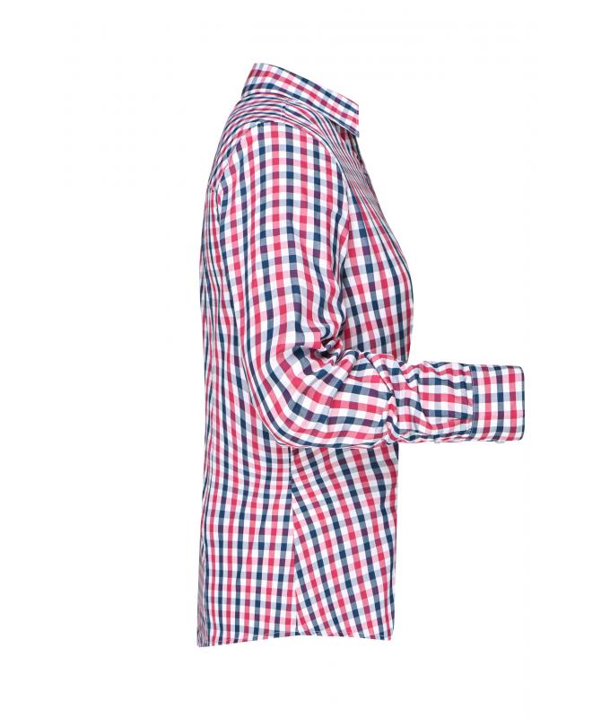 Dames Ladies' Checked Blouse Navy/rood-navy-wit 8053