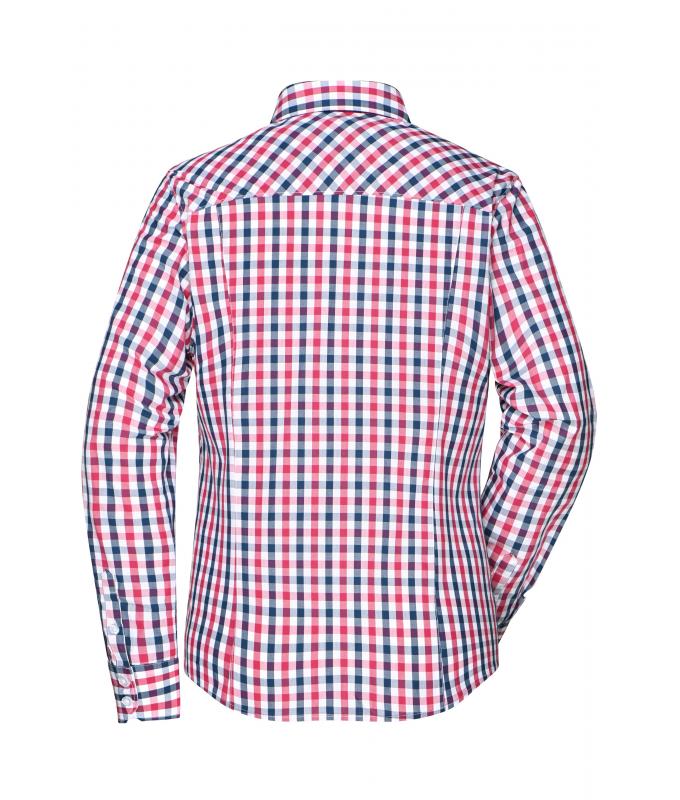 Dames Ladies' Checked Blouse Navy/rood-navy-wit 8053