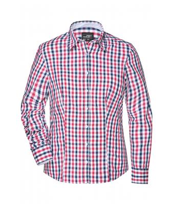 Dames Ladies' Checked Blouse Navy/rood-navy-wit 8053
