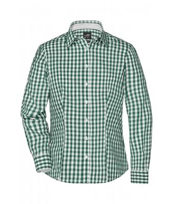 Dames Ladies' Checked Blouse Bosgroen/wit 8053