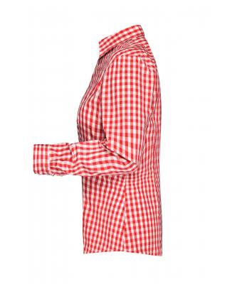 Dames Ladies' Checked Blouse Donkeroranje/wit 8053