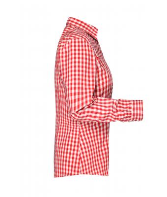 Dames Ladies' Checked Blouse Donkeroranje/wit 8053