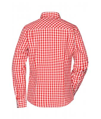 Dames Ladies' Checked Blouse Donkeroranje/wit 8053