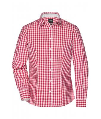 Damen Ladies' Checked Blouse Red/white 8053